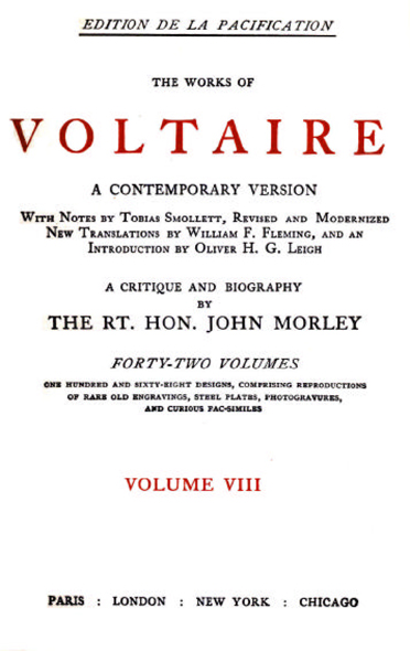 (image for) The Works of Voltaire, Vol. 8 of 42 vols + INDEX volume 43 - Click Image to Close
